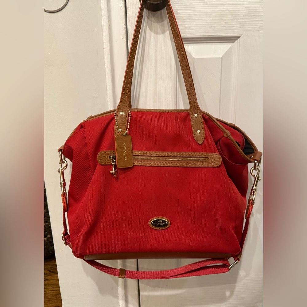 Coach Red and Brown Shoulder Bag
